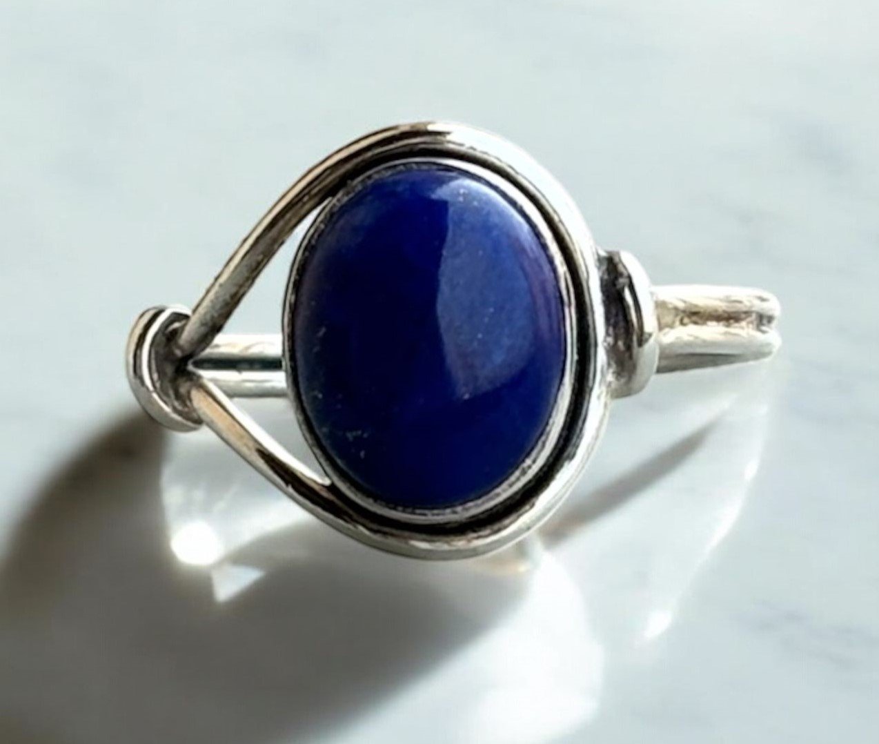 Lapiz stone ring - 925 silver