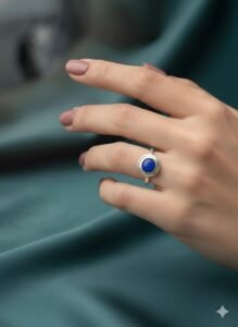 Round solid silver casting lapis stone ring