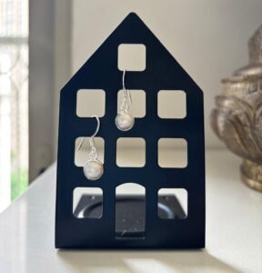 Plain round pearl dangler - 925 silver