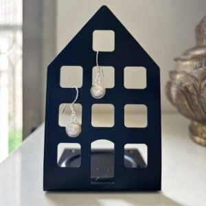 Plain round pearl dangler - 925 silver