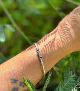 Silver bangle with lock - 925 silver