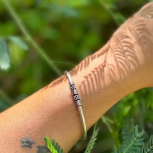 Silver bangle with lock - 925 silver