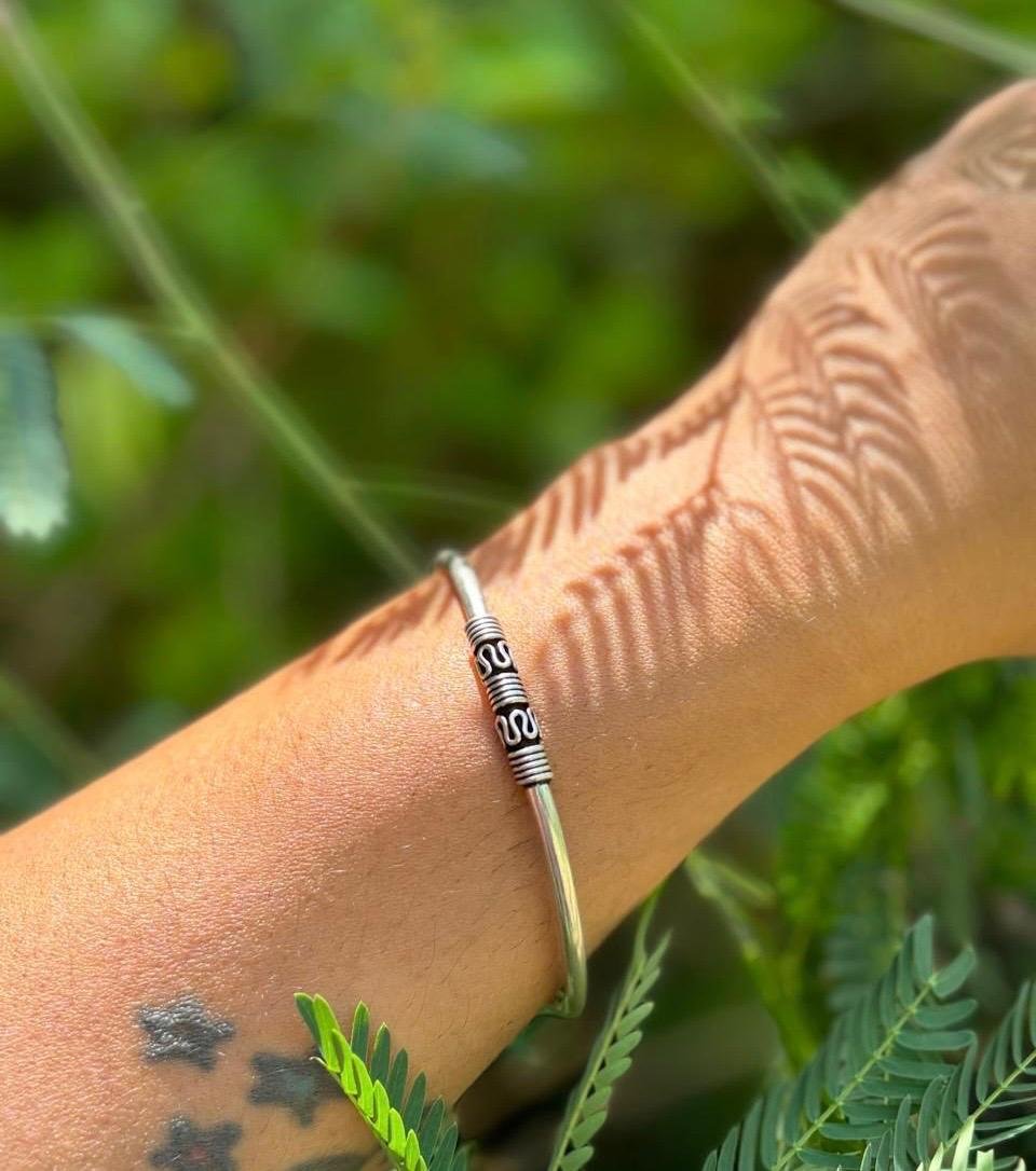 Silver bangle with lock - 925 silver