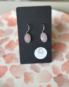 Rose quartz Cabochon stone earring in 925 silver