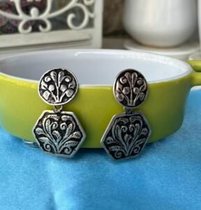 Ethnic Chittai danglers in 925 silver