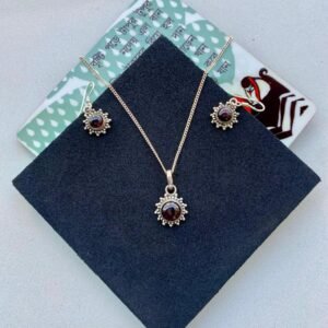 Garnet earring and pendant set