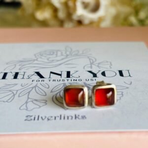 Square stone studs - 925 silver