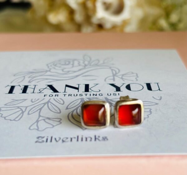 Square stone studs - 925 silver