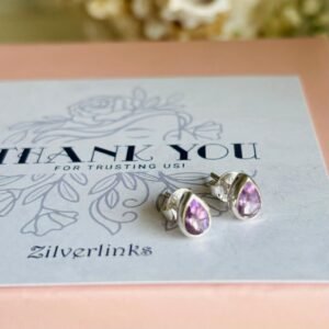 Drop shaped amethyst stud - 925 silver