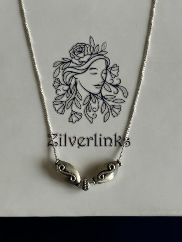 Silver Swirl Bead Necklace - 925 Silver - Image 2