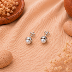 Pearl Embrace Stud Earrings – 925 Sterling Silver