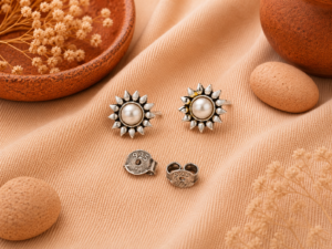 Pearl Sunburst Stud Earrings – 925 Sterling Silver