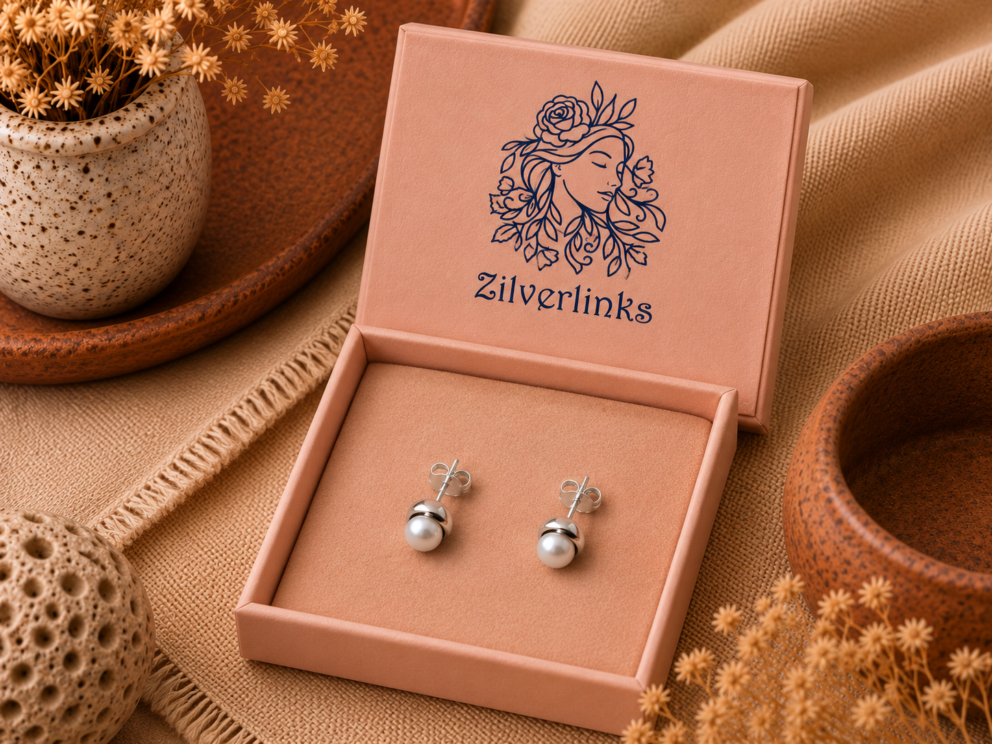 Pearl Embrace Stud Earrings – 925 Sterling Silver - Image 3