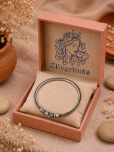 Engraved barrel-lock bangle – 925 silver