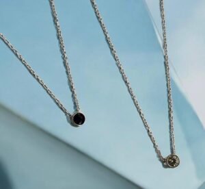 Cut stone necklace - 925 silver