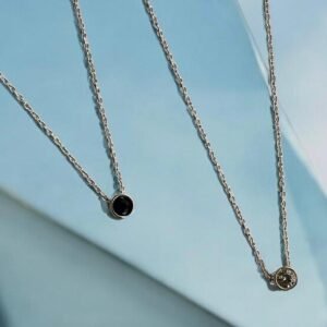 Cut stone necklace - 925 silver