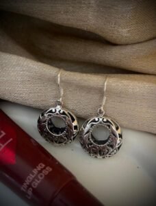 Vintage Floral Cutwork Earrings – 925 Silver