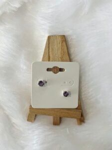 Amethyst Round Solitaire Studs – 925 Silver