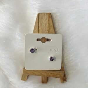 Amethyst Round Solitaire Studs – 925 Silver