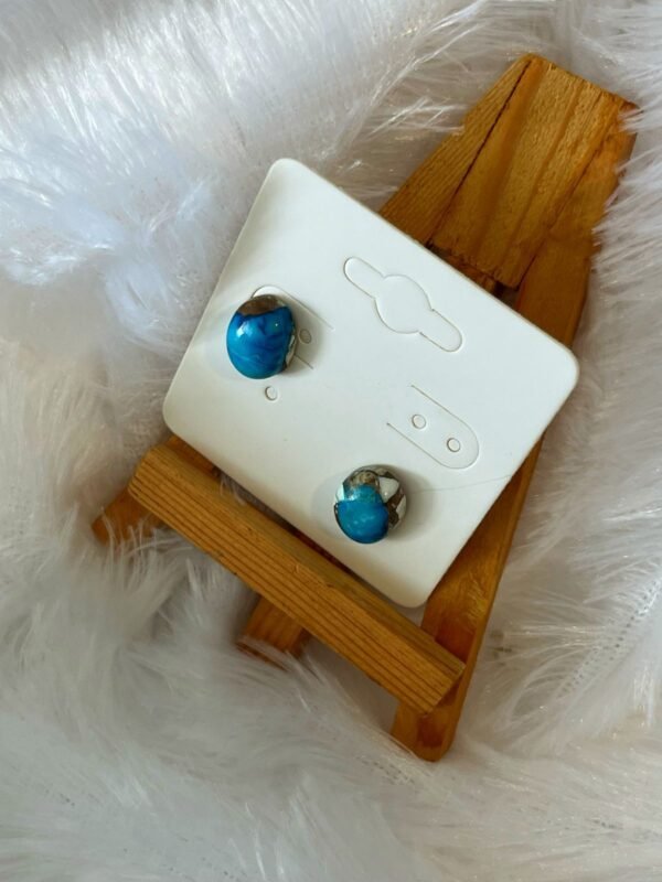 Blue Copper Turquoise Oval Studs – 925 Silver