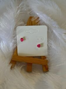 Pink Heart Studs – 925 Silver