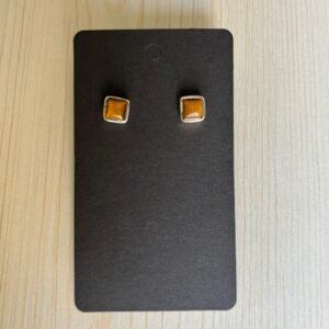 Square stone stud - tiger eye