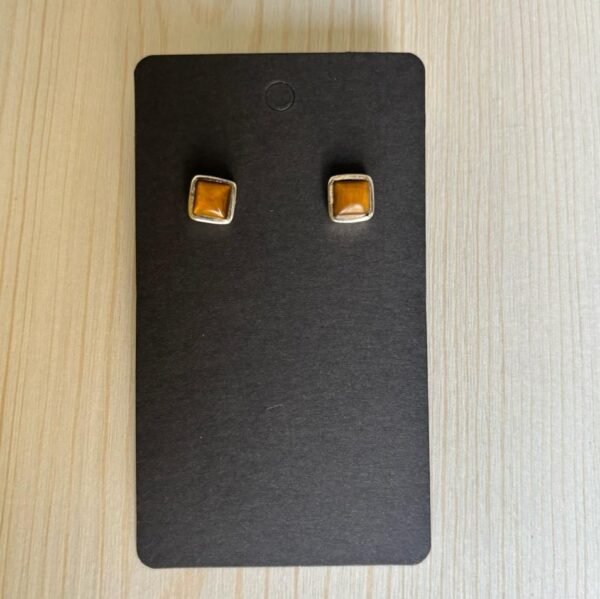 Square stone stud - tiger eye