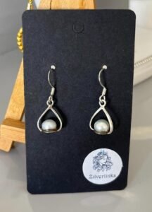 Teardrop Frame Pearl Earrings – 925 Silver