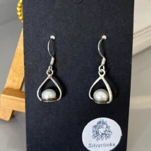 Teardrop Frame Pearl Earrings – 925 Silver