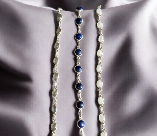 Silver chain bracelet in lapis stone - Image 2