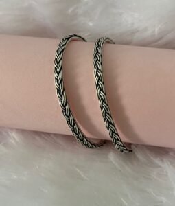 Braided oxidised silver bangles