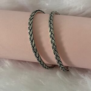 Braided oxidised silver bangles