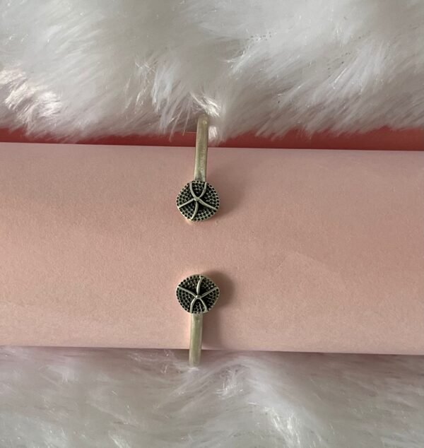 Lotus pod oxidised silver kada