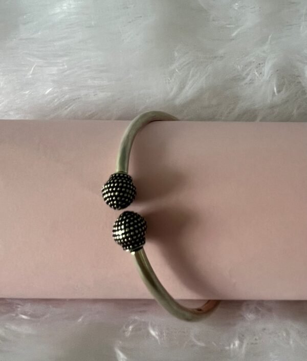Textured dome oxidised silver kada