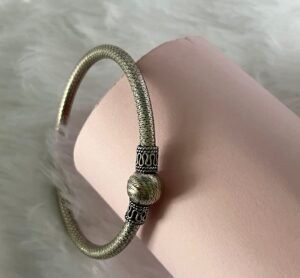 Textured oxidised silver kada - 925 silver