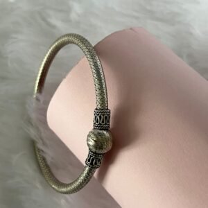 Textured oxidised silver kada - 925 silver