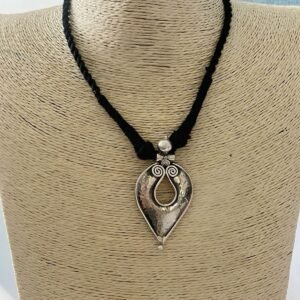 Hammered teardrop silver pendant necklace