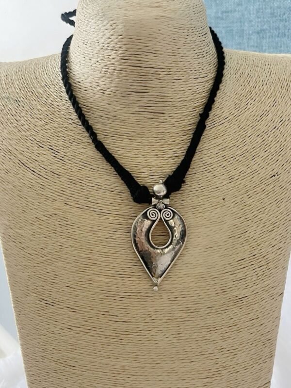 Hammered teardrop silver pendant necklace