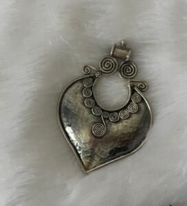 Hammered spiral drop pendant – 925 silver