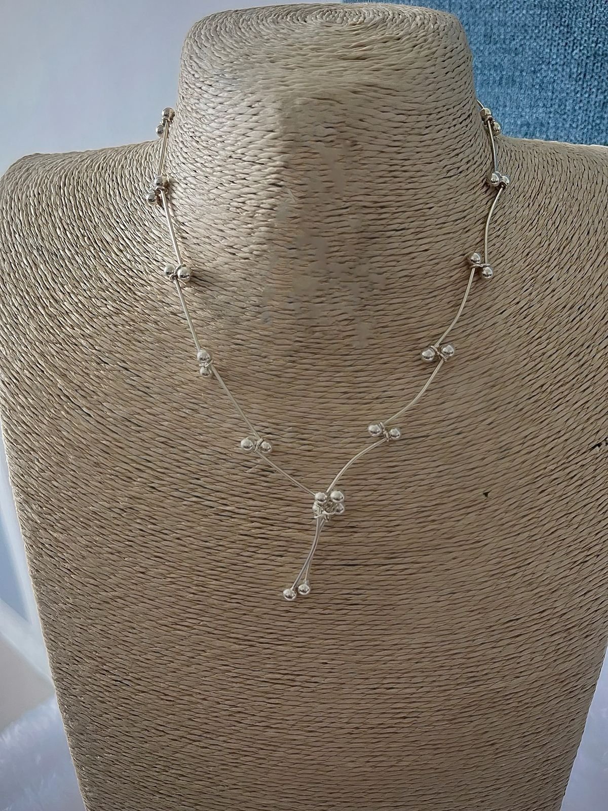 925 silver cluster bead necklace