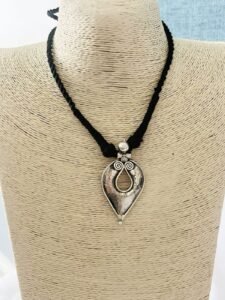 Hammered teardrop silver pendant necklace