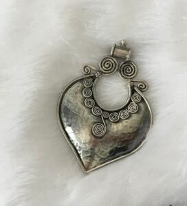 Hammered spiral drop pendant – 925 silver