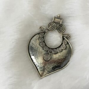 Hammered spiral drop pendant – 925 silver