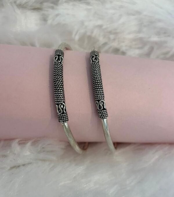 Textured wire work bangles – 925 silver - Image 2