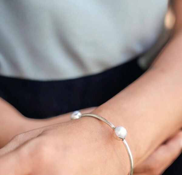 Pearl duo open cuff – 925 silver