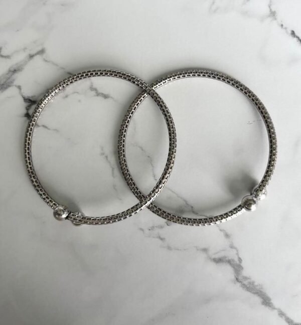Textured ball-end kada – 925 silver - Image 2