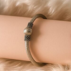 Textured oxidised silver kada - 925 silver
