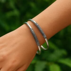 Textured wire work bangles – 925 silver
