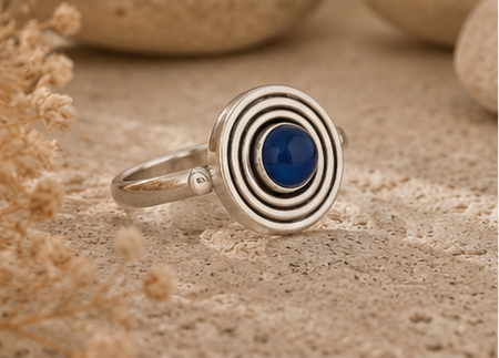 Celestial Spiral Lapis Gemstone 925 Sterling Silver Ring - Image 5