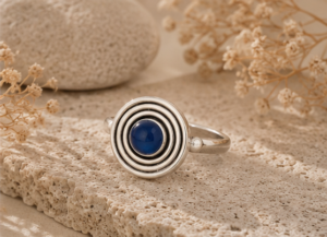 Celestial Spiral Lapis Gemstone 925 Sterling Silver Ring